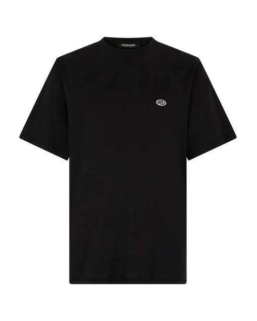 Roberto Cavalli Black Logo-Patch T-Shirt for men