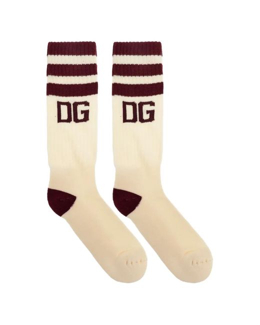 Dolce & Gabbana White Striped Socks for men