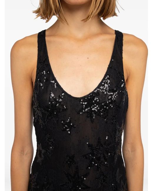 Zadig & Voltaire Black Rarysa Star-Embroidered Woven Midi Dress