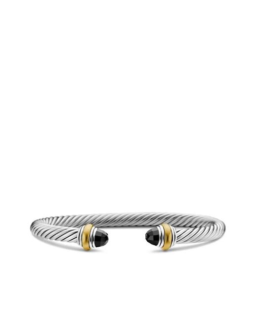 David Yurman White 14Kt And Sterling Classic Cable Onyx Bracelet (5Mm)