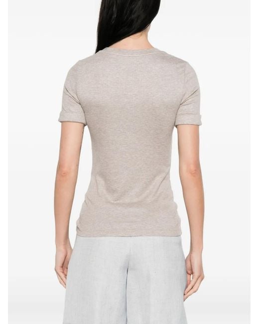 Peserico White Embellished-Neck T-Shirt