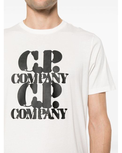 T-shirt à logo imprimé C P Company pour homme en coloris White