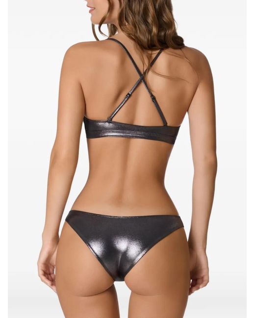 Maison Close Gray Metallic-Effect Bikini Bottoms