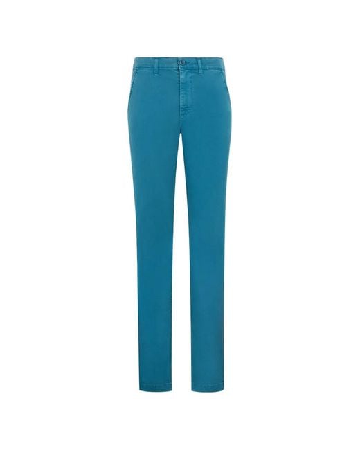 Roberto Cavalli Blue Button-Fastening Belt-Loop Trousers