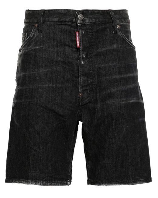 DSquared² Black Raw-cut Denim Shorts for men