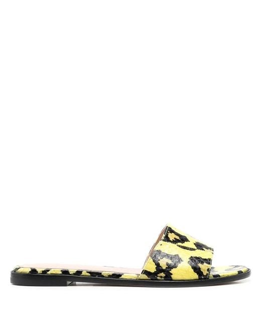 Scarosso Metallic Graphic-Print Leather Sliders
