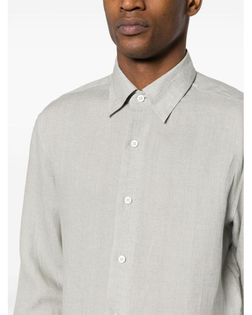 Brioni Gray Chambray Linen Shirt for men