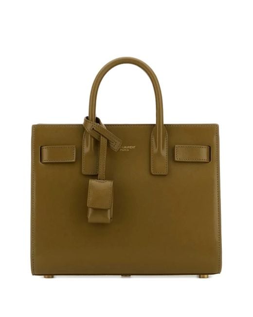 Saint Laurent Green Top-Handles Calfskin-Leather Tote Bag