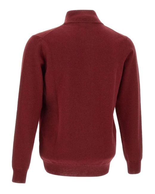 Kangra Red Half-Zip High-Neck Sweater for men