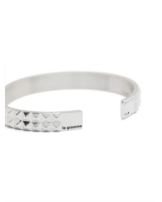 Le Gramme White Pyramid-Guilloche Bracelet