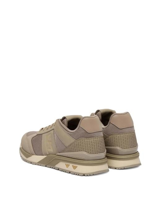 EA7 Natural Logo-Lettering Mesh-Panel Sneakers