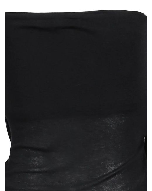 BOHEMSEO Black Signature Twist-Drape Tube Strapless Blouse