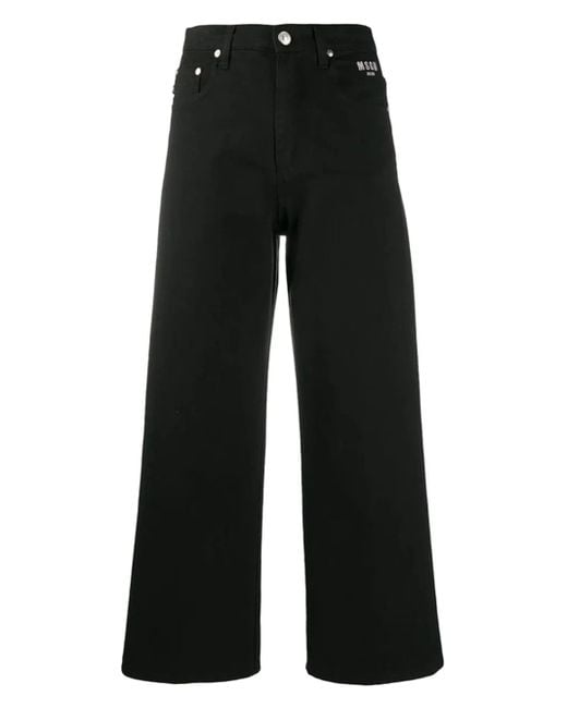 MSGM ロゴ ワイドパンツ Black