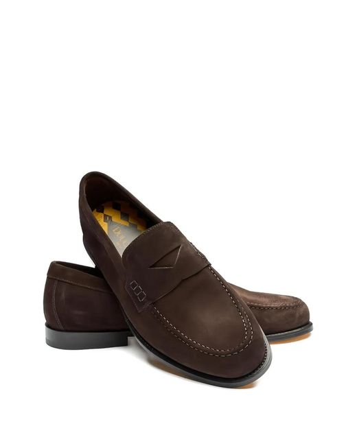 Doucal's Brown Suede Penny Loafers for men