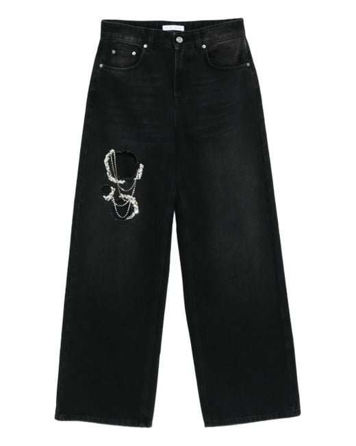 Area Black Crystal-Embellished Jeans