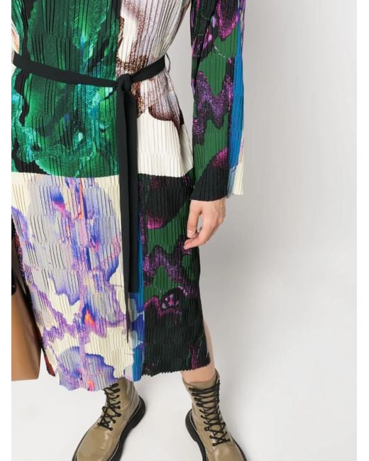 Henrik Vibskov Green Plissé-Effect Midi Dress