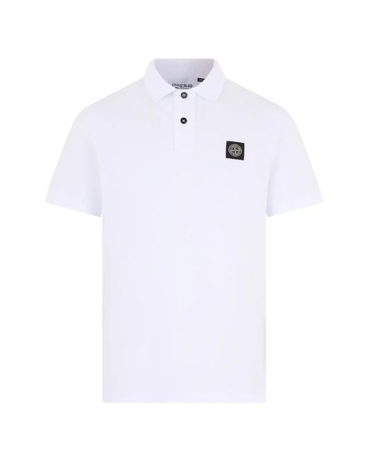 Polo À Patch Compass Stone Island pour homme en coloris White