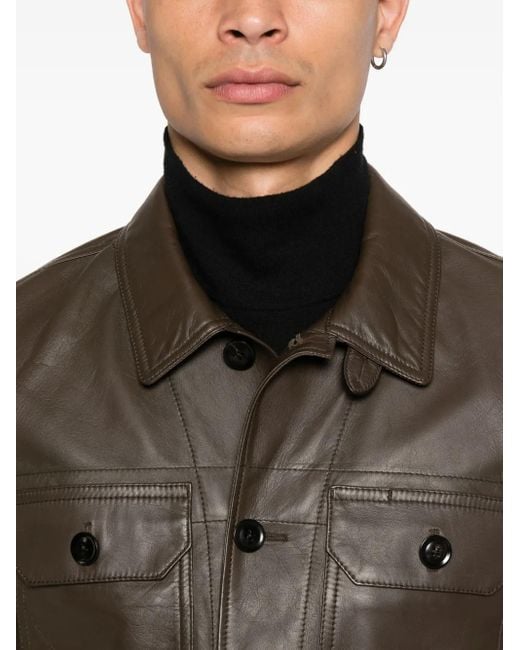 Sobrecamisa De Cuero Tom Ford de hombre de color Green