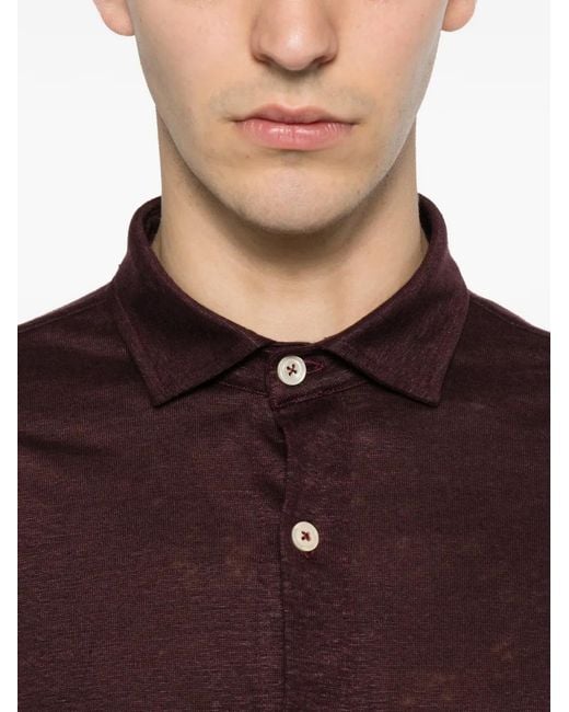 Eleventy Purple Long-Sleeve Linen Shirt for men