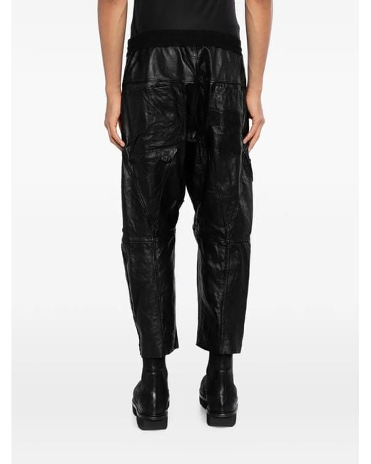 D HYGEN Black Leather Trousers for men