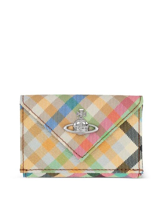 Vivienne Westwood Gray Plaid Logo Wallet