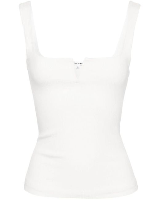 Reformation White Ossie Ribbed Tank Top