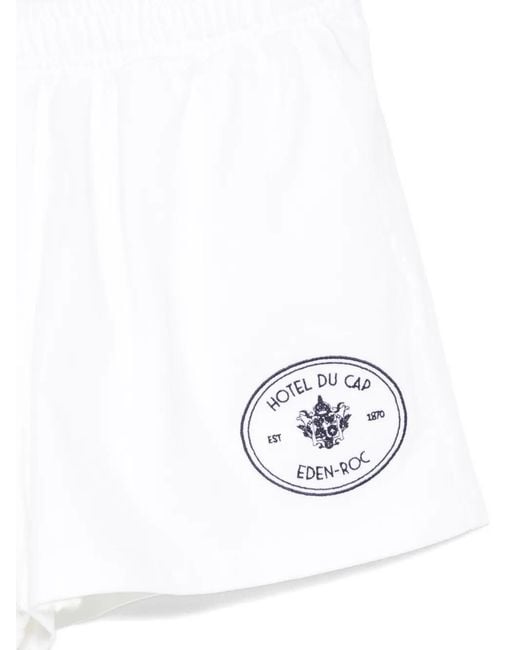 Sporty & Rich White X Hotel Du Cap Eden Roc Eden Crest Logo-Embroidered Trousers