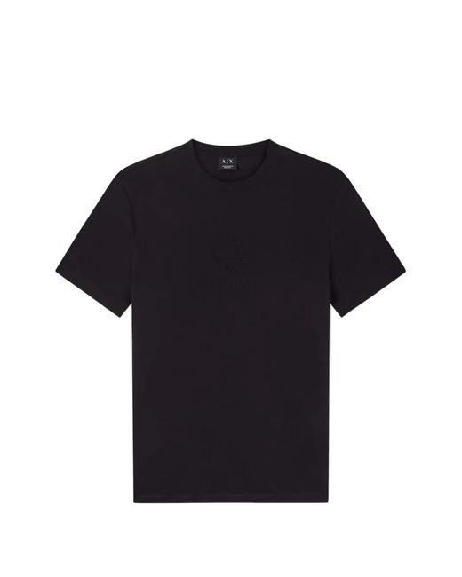ARMANI EXCHANGE Blue Logo-Embossed T-Shirt for men