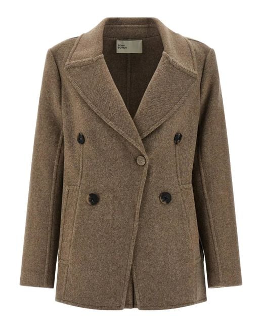 Tory Burch Green Double-Breasted Lapel-Collar Jacket