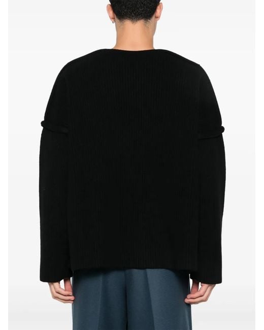Jil Sander Black "Oversized Ribbed Wool Pul for men