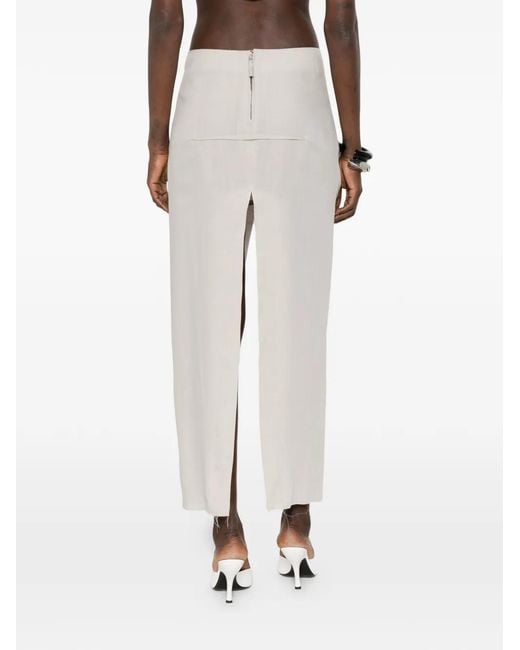 Rick Owens White Ausgefranster Sliced Maxirock