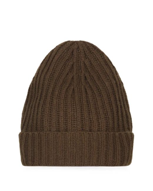 Malo Brown Ribbed-Knit Beanie Hat for men
