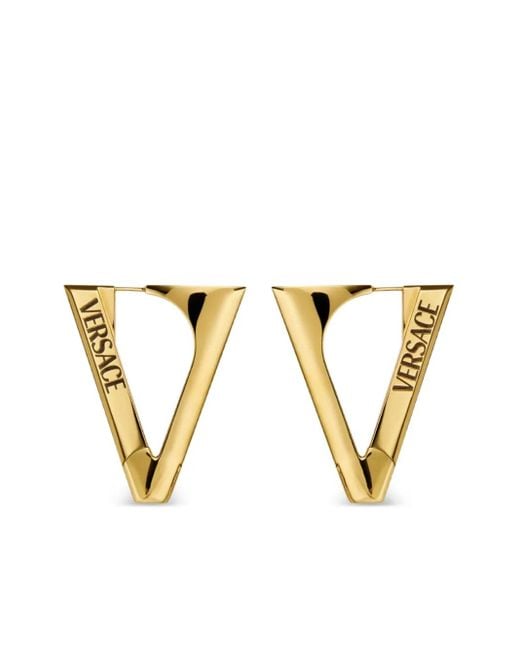 Versace Metallic Triangle Logo-Detail Earrings