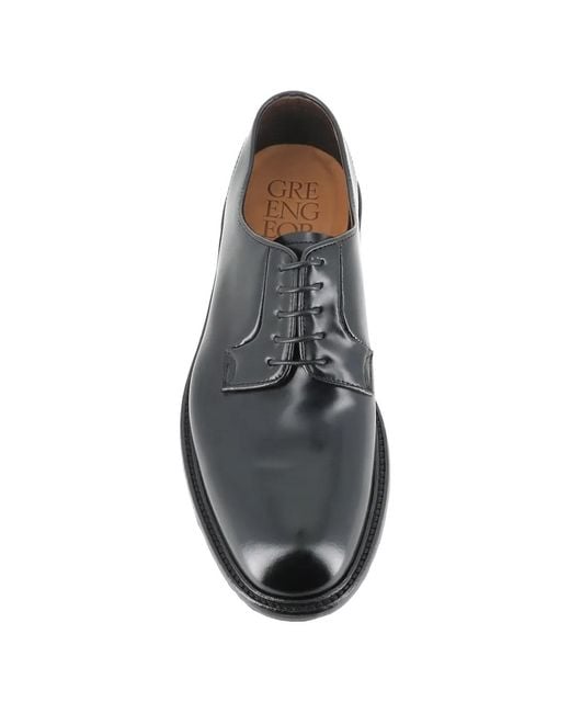 Green George White Polished Leather Derby Shoes for men