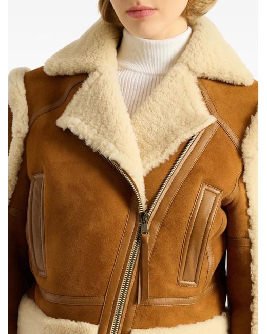 Balmain White Shearling Biker Jacket