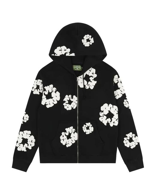 DENIM TEARS Black Cotton Wreath Zip Hoodie