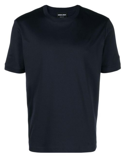 Camiseta con logo bordado Giorgio Armani de hombre de color Black