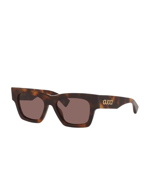 Gucci Brown Rectangle-Frame Sunglasses