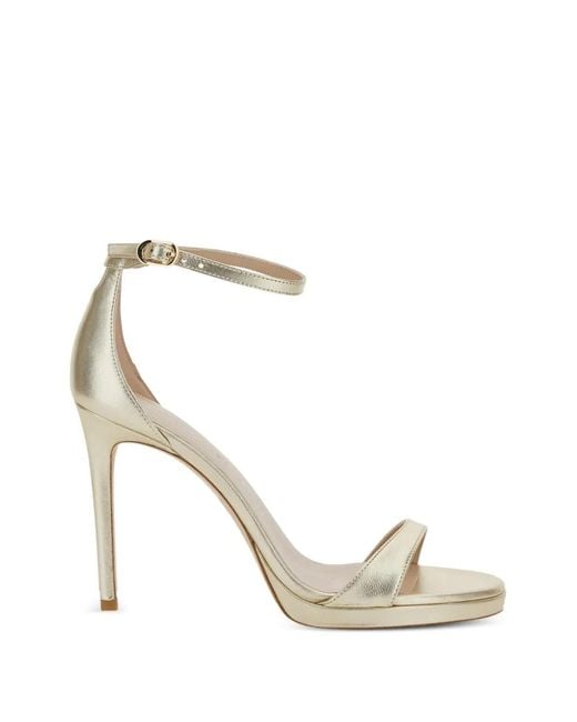 Stuart Weitzman Metallic Platform Heels Nudist Platform Leather
