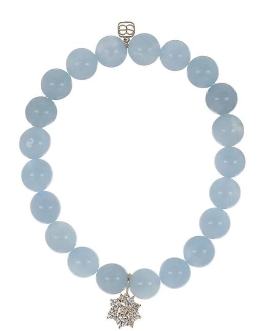 Sydney Evan Blue Aquamarine And Diamond Beaded Bracelet