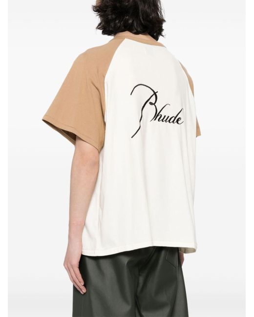 Rhude White Colour-block Cotton T-shirt for men