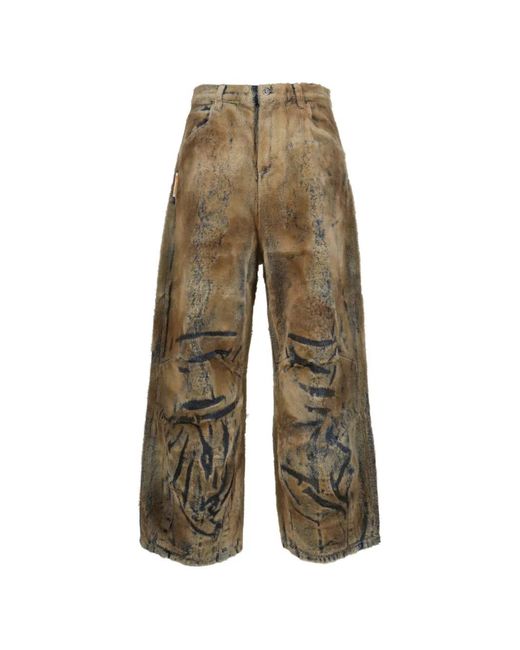 Napapijri Brown X Pdf Leggenda Flocked-Fur Trousers for men