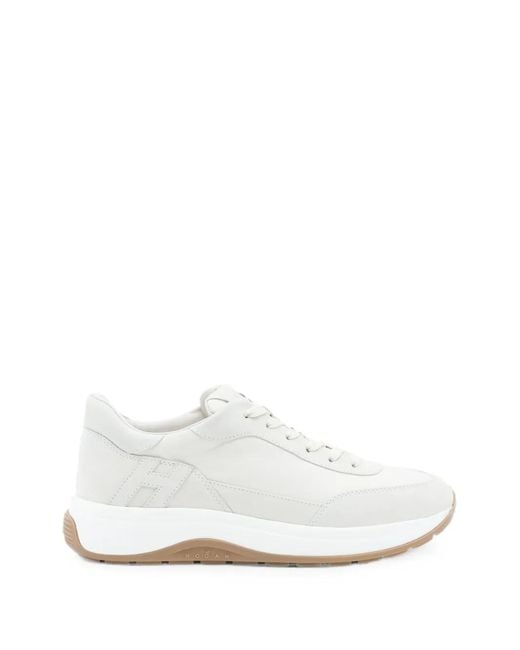 Hogan White Logo-Patch Panelled Sneakers for men