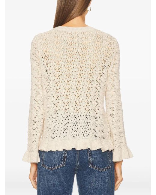 Autumn Cashmere White Pointelle Ruffle-Edge Sweater