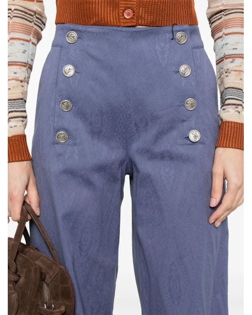 Etro Blue Jacquard Trousers