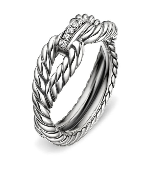 David Yurman Metallic Sterling Cable Loop Diamond Band Ring (7Mm)