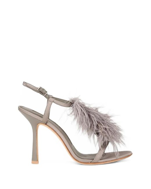 Kat Maconie White Faryal Feather-Embellished Sandals