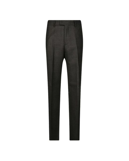 Berwich Black Check-Pattern Wool Tailored Pants