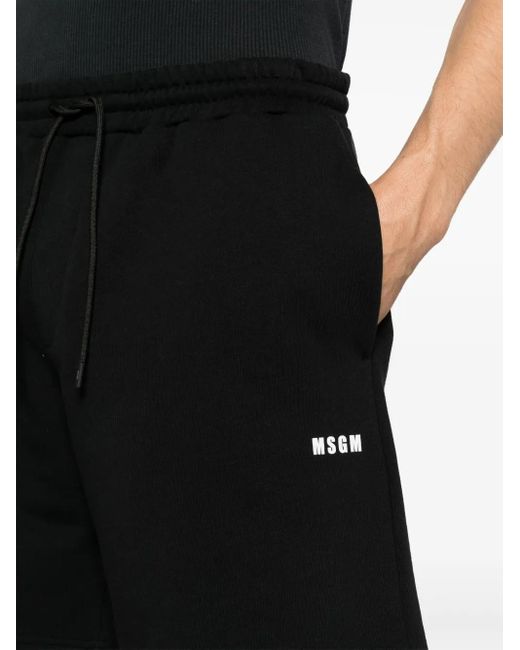 MSGM Black Bermuda With Logo for men