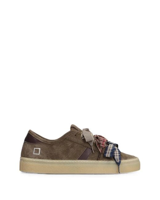 Date Brown Bow-Embellished Suede Sneakers